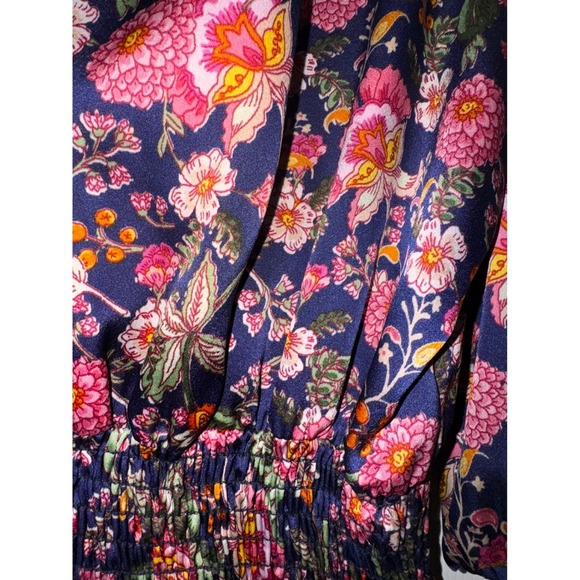 MISA Los Angeles Floral Mini‎ Dress Smocked Ruffle V Neck Short Sleeve XL - Picture 10 of 16